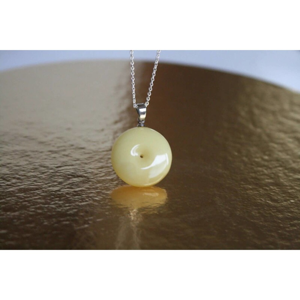 100% Real BALTIC Amber Pendant, Natural Amber Donut Pendant, Royal Butter Amber